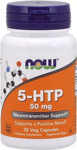 Аминокислота Now Foods 5-HTP (Гидрокситриптофан) 50 мг 30 вегетарианских капсул 733739000972 фото