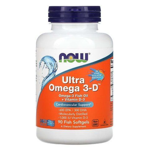 Пищевая добавка Омега-3Д NOW Foods Ultra Omega 3-D, 90 капсул 733739016638 фото