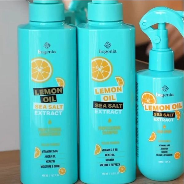Шампунь для волосся Bogenia Lemon Oil & Sea Salt Shampoo BG440 №001, 450 мл 4823124406321 фото