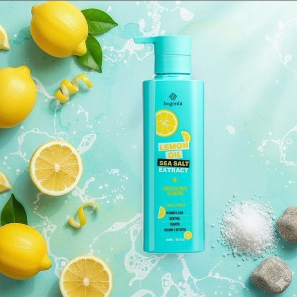 Шампунь для волосся Bogenia Lemon Oil & Sea Salt Shampoo BG440 №001, 450 мл 4823124406321 фото