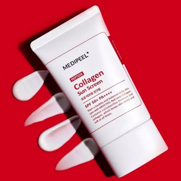 Солнцезащитный крем для лица для сужения пор Medi-Peel Red Lacto Collagen Pore Lifting Sun Cream SPF 50, 50 мл 8809941823189 фото