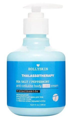 Охолоджувальний антицелюлітний крем для тіла HOLLYSKIN Thalassotherapy Sea Salt Peppermint Anti-cellulite Body Cold Cream, 250 мл 4823109700529 фото