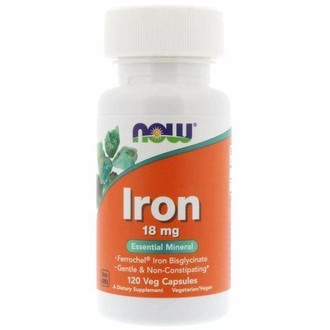 Минералы Now Foods Iron 18 мг, 120 гелевых капсул 733739014436 фото