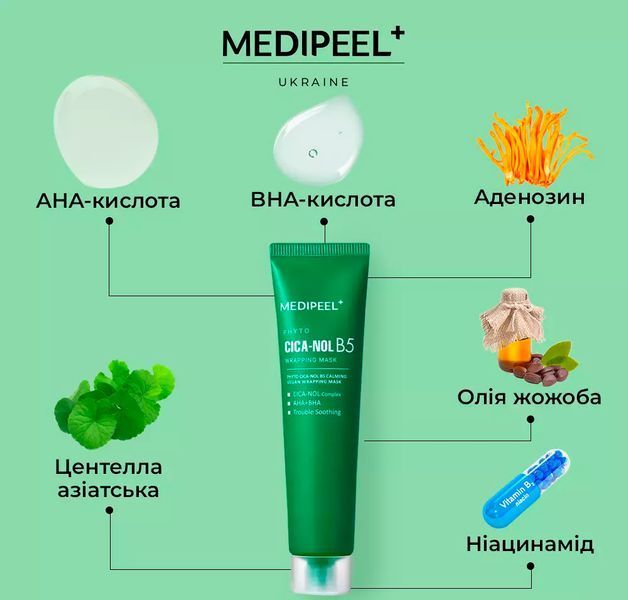 Маска-плівка для обличчя із заспокійливим ефектом Medi-Peel Phyto Cica Nol B5 Wrapping Mask 70 ml 8809941822373 фото