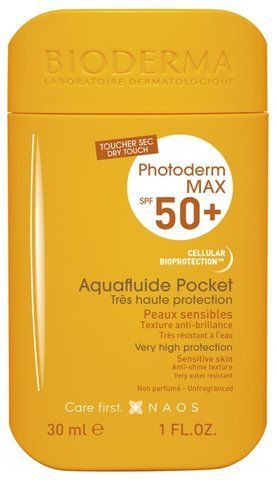 Солнцезащитный лосьон для тела и тела Bioderma Photoderm Max SPF50+ Aquafluide Pocket 30 мл 3401528509551 фото