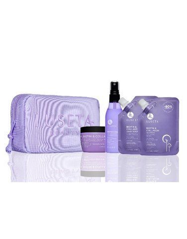 Набір для тонкого та ламкого волосся з косметичкою Luseta Beauty Biotin & Collagen Jet-Set Hair Strengthen Kit 810041442956 фото