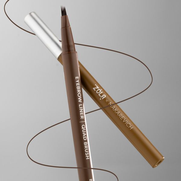 Лайнер для бровей ZOLA х Makarevich Eyebrow Liner Brown с квадро-кистью коричневый 4820227161591 фото