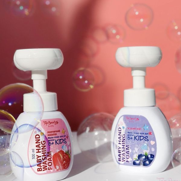 Мило-пінка для рук дитяча вік 3+ Полуничний макарон Top Beauty kids Baby Hand Washing Foam, 300 мл 4820169185204 фото