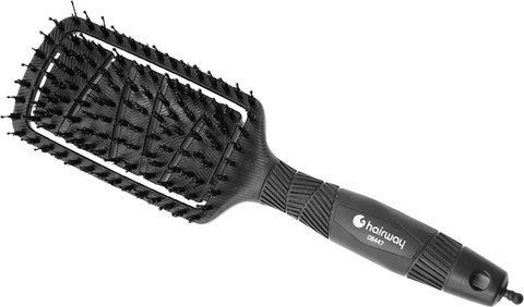 Щітка масажна Hairway Organica Eco New 8-рядна, зі щетиною кабана, чорна 4250395419666 фото