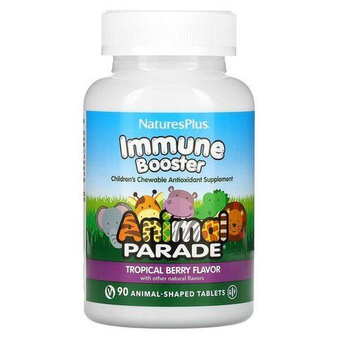 Вітаміни для дітей Kids Immune Booster, Nature's Plus, Animal Parade, тропічні ягоди, 90 жувальних таблеток 097467299788 фото