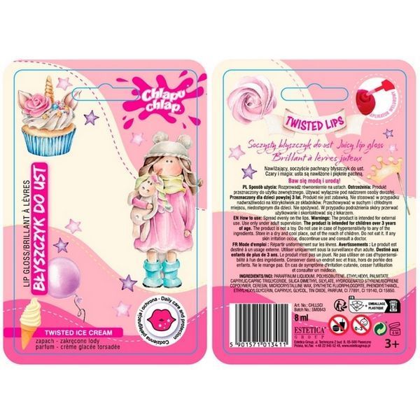 Блиск для губ Chlapu Chlap Twisted Ice Cream Lip Gloss дитячий 8 мл 5901571013411 фото