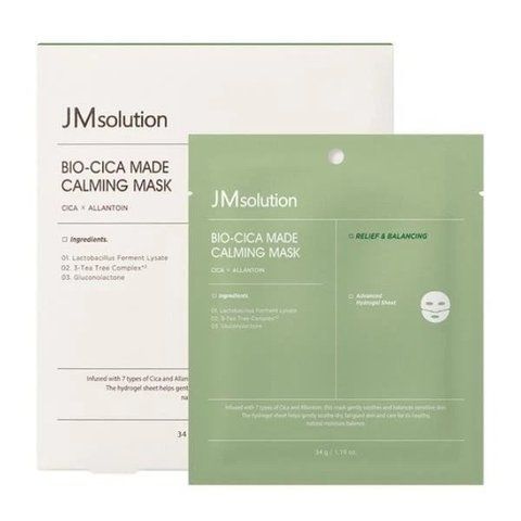 Успокаивающая тканевая маска для лица JMsolution Bio-Cica Made Calming Mask 34 г 8809696354730 фото