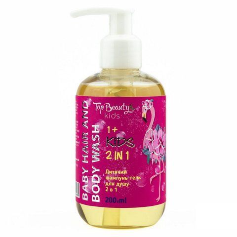Шампунь-гель для душу 2 в 1 дитячий вік 1+ Top Beauty kids Baby Hair And Body Wash, 200 мл 4820169184689 фото