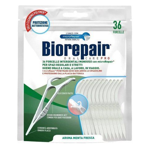 Флоссер с держателем Biorepair Flosser насыщен гидроксиапатитом 36 шт 8017331060056 фото