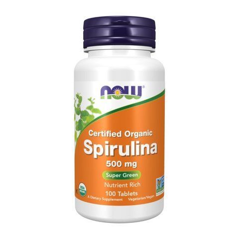 Spirulina, Now Foods, сертифицированная, органическая, 500 мг, 100 таблеток 733739026965 фото