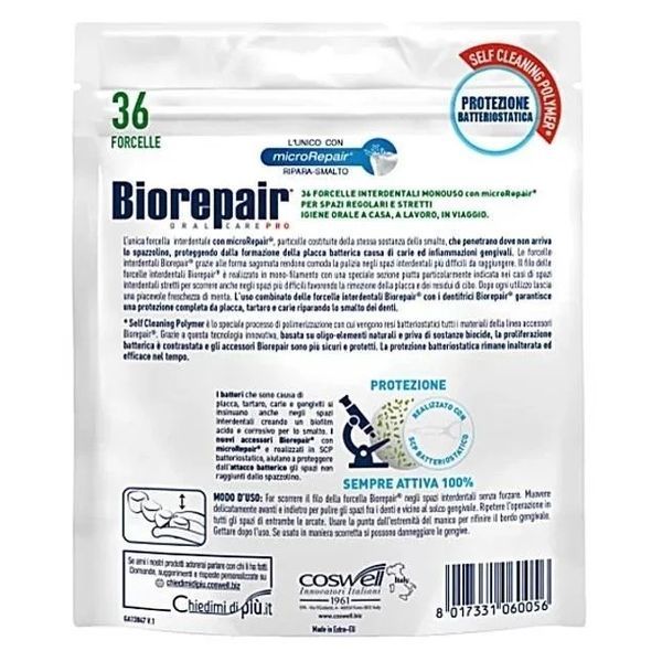 Флоссер с держателем Biorepair Flosser насыщен гидроксиапатитом 36 шт 8017331060056 фото