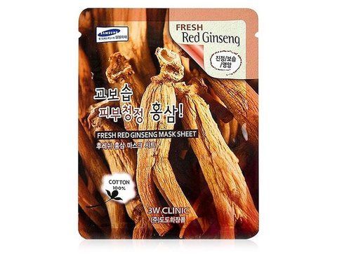 Тканевая маска с экстрактом красного женьшеня 3WCLINIC Fresh Red Ginseng Mask Sheet, 23 мл 8809689370105 фото