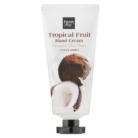 Крем для рук зволожуючий з екстрактом кокосу та олією ши FarmStay Tropical Fruit Hand Cream Coconut & Shea Butter, 50 мл 8809638300405 фото