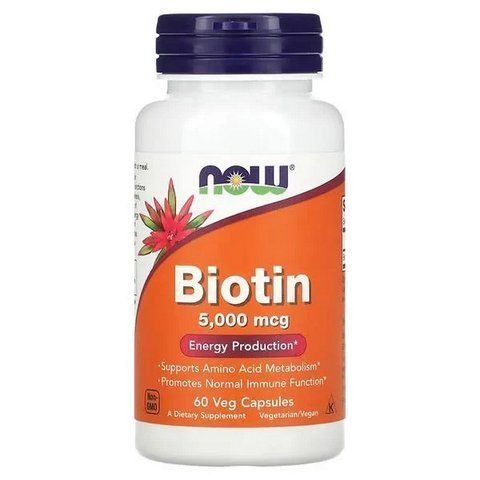 Биотин NOW Foods Biotin 5000 mcg, 60 капсул 733739004710 фото