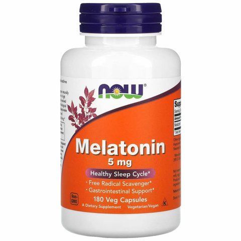 Мелатонін, Melatonin, Now Foods, 5 мг, 180 капсул 733739035561 фото