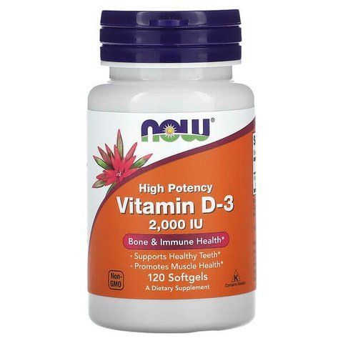 Витамин Д3 NOW Foods Vitamin D3 2000 IU, 120 капсул 733739003676 фото