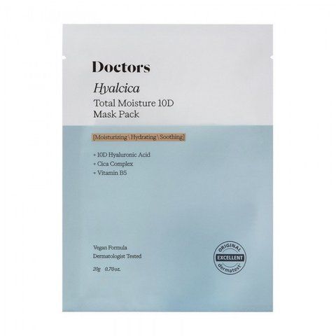Тканевая маска с 10 формами гиалуроновой кислоты и цинтелой Doctors Hyalcica Total Moisture 10 D Mask Pack 8809496205539 фото