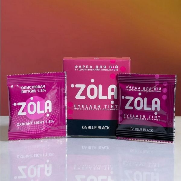 Краска для ресниц ZOLA Eyebrow Tint With Collagen 06 Blue Black в саше с коллагеном 5 мл 4820227161218 фото