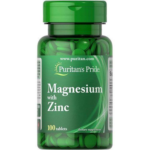 Мінерали Магній Puritan's Pride Magnesium with Zinc для імунітету 100 таблеток 025077126507 фото