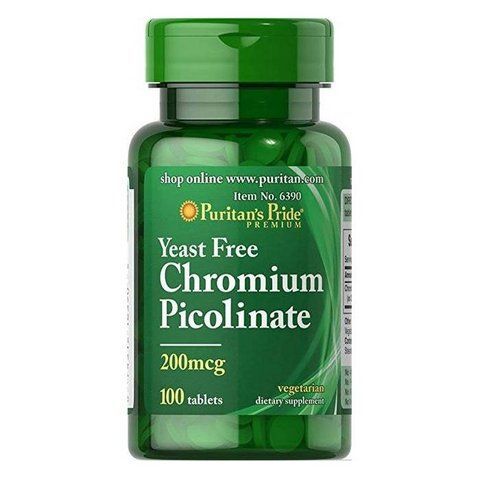Хром Puritan's Pride Chromium Picolinate 200 mcg Yeast Free, 100 капсул 025077008766 фото