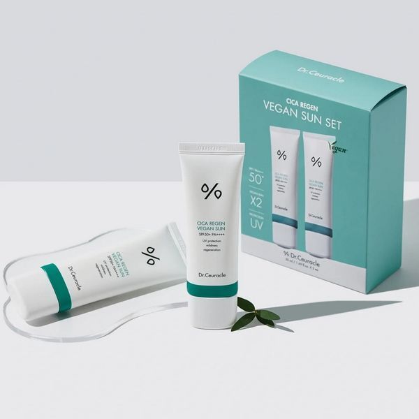 Набір сонцезахисних кремів для обличчя Dr.Ceuracle Cica Regen Vegan Sun Duo Set SPF 50+ PA+++ з центелою 2 в 1 8806133615720 фото