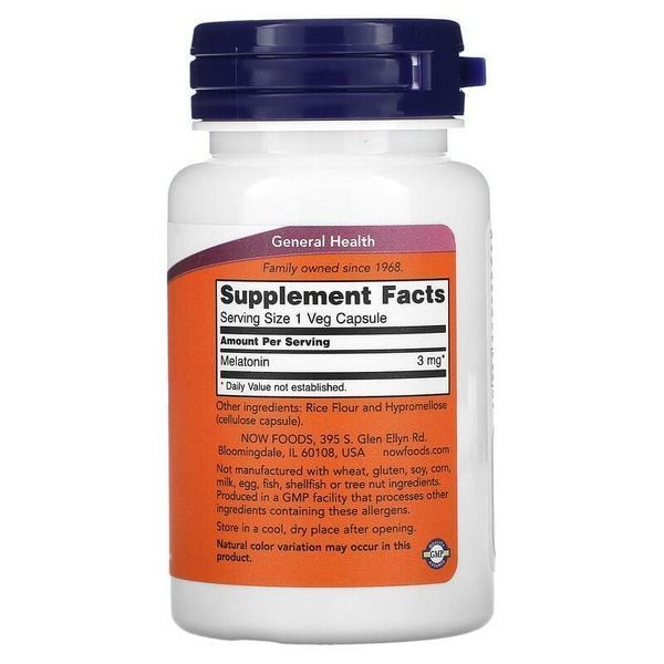 Мелатонин NOW Foods Melatonin 3 mg, 180 капсул 733739032591 фото