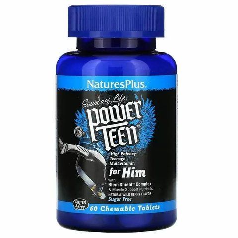 Вітаміни для хлопців, Power Teen, For Him, Nature's Plus, ягідний смак, 60 таблеток 097467300026 фото