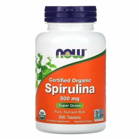 Спирулина, Spirulina Now Foods, органик, 500 мг, 200 таблеток 733739026989 фото