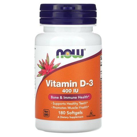 Витамин Д3 NOW Foods Vitamin D3 400 IU, 200 капсул 733739003645 фото