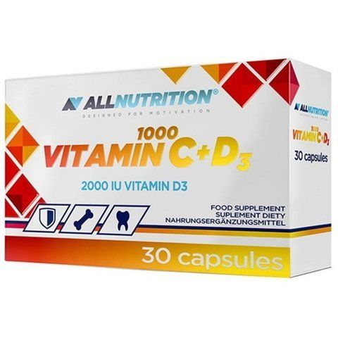 Витамин C AllNutrition Vitamin C 1000 мг + D3 30 капсул 5902837734224 фото
