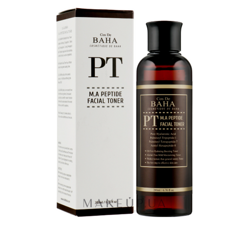 Тонер пептидний з матриксилом та керамідами для обличчя Cos De Baha Peptide Facial Toner Matrixyl 3000 Argireline and Hyaluronic 200ml 8809240317877 фото