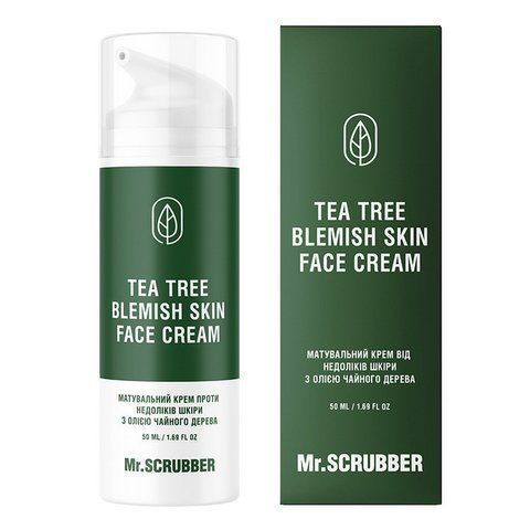 Матувальний крем вiд недолiкiв шкiри з олією чайного дерева Mr.SCRUBBER Tea Tree Blemish Skin Face Cream, 50 мл 4823109702981 фото